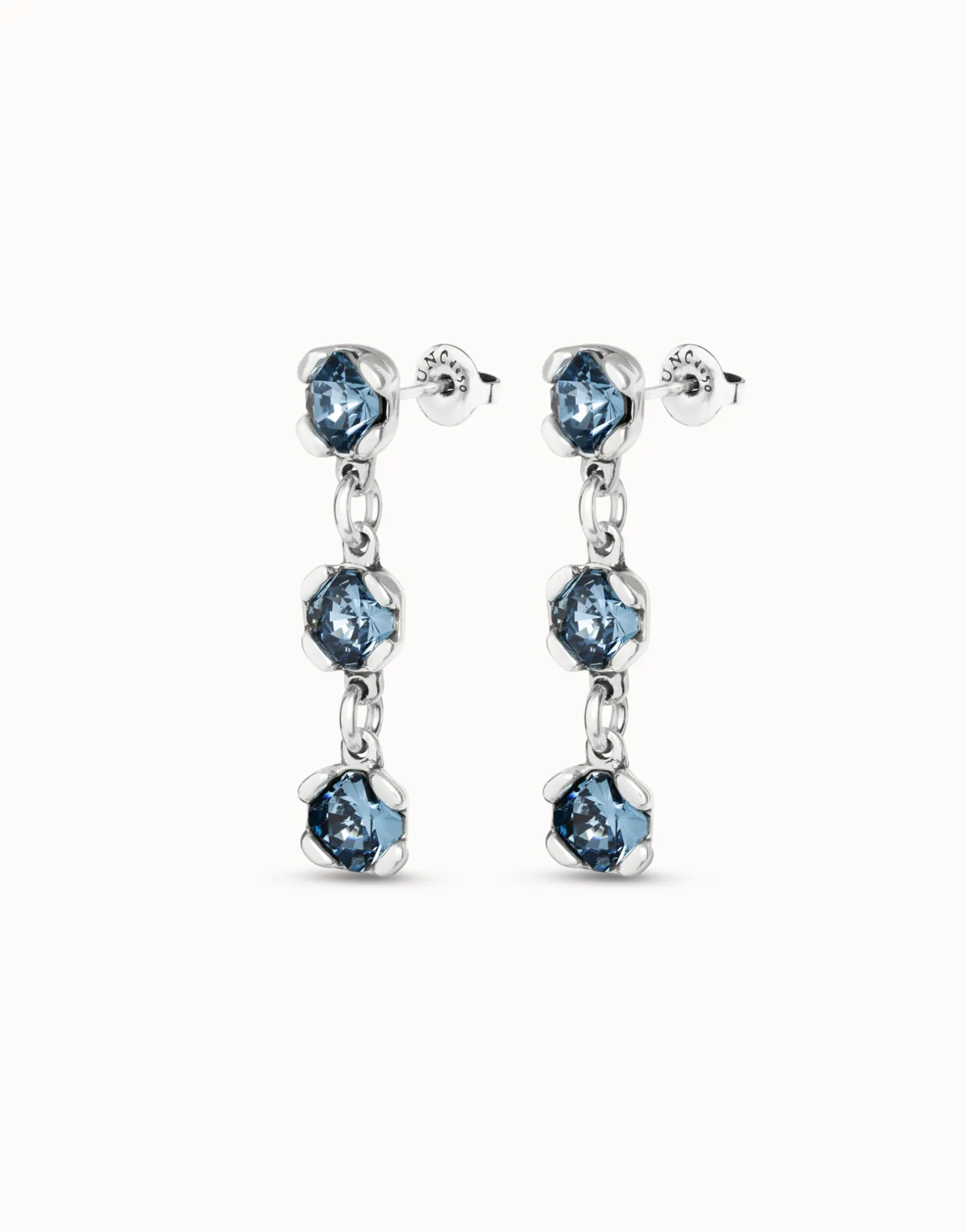 Drop earrings with blue crystals