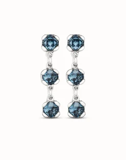 Drop earrings with blue crystals