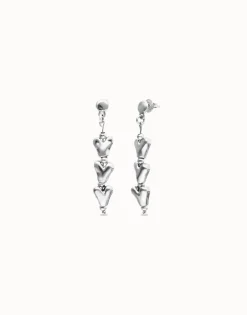 Drop earrings with chained hearts