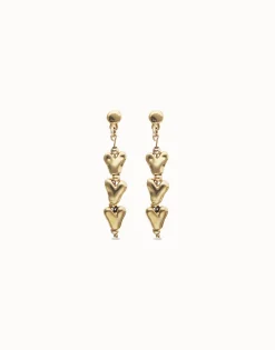 Drop earrings with chained hearts