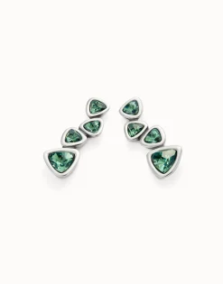 Drop earrings with green crystals