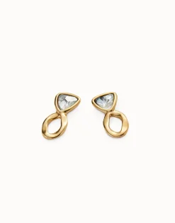 Drop earrings with green crystals