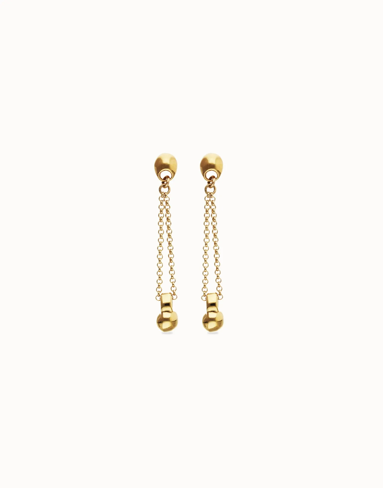 Drop earrings with long chain and sphere