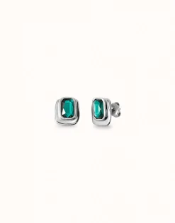Earrings with green crystal