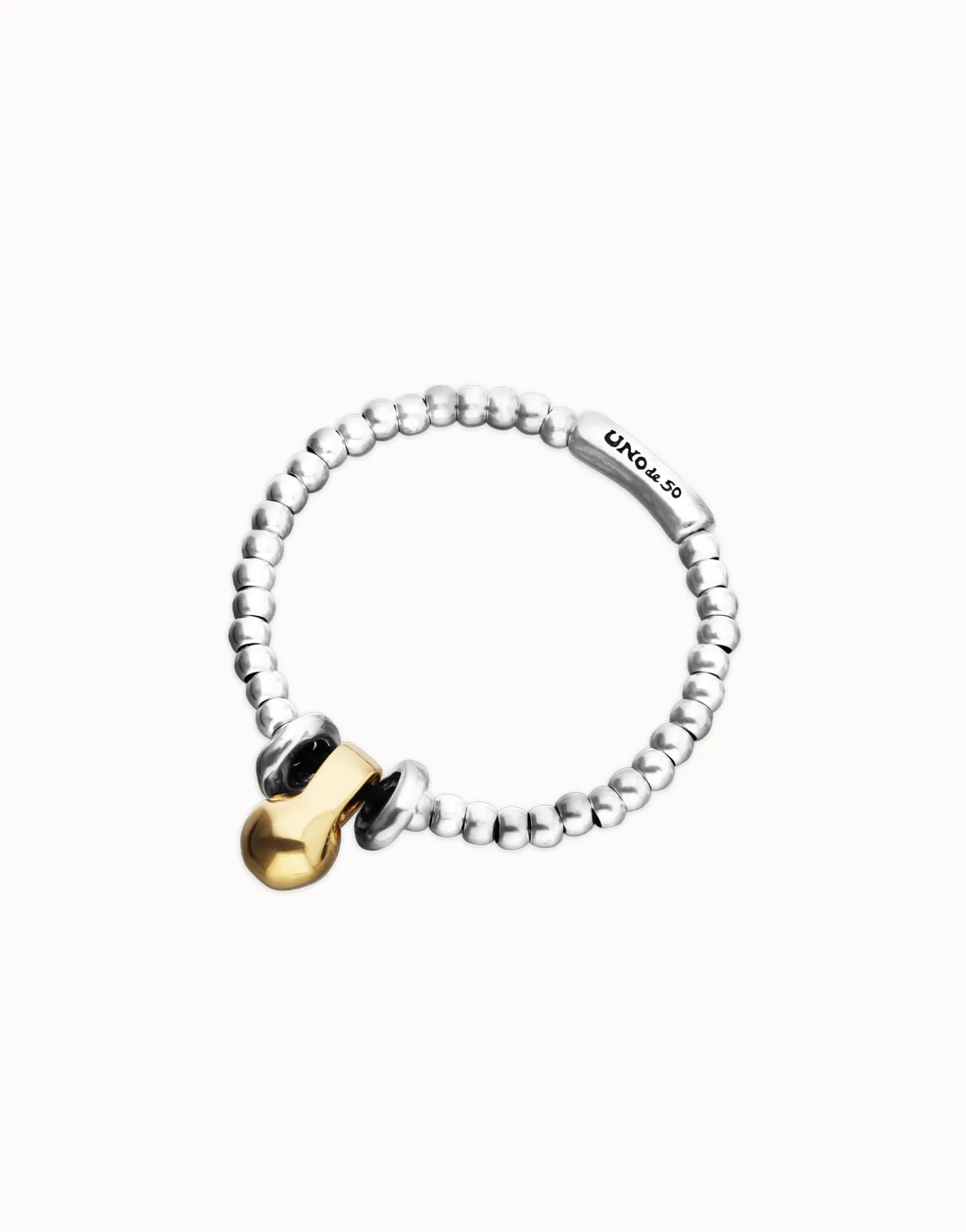Elastic beaded bracelet with small and large beads