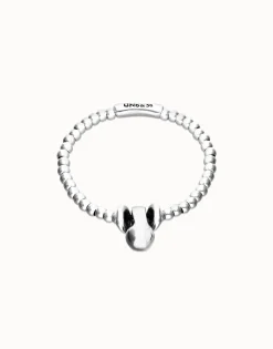 Elastic beaded bracelet with small and large beads