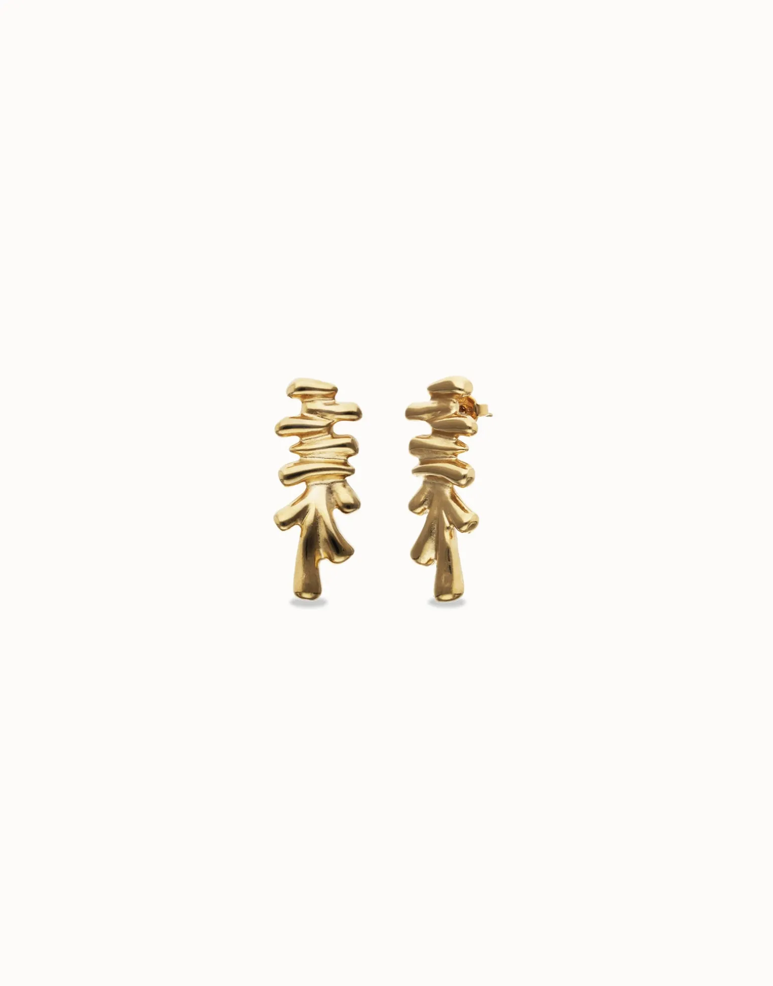 Elongated earrings with an irregular shape
