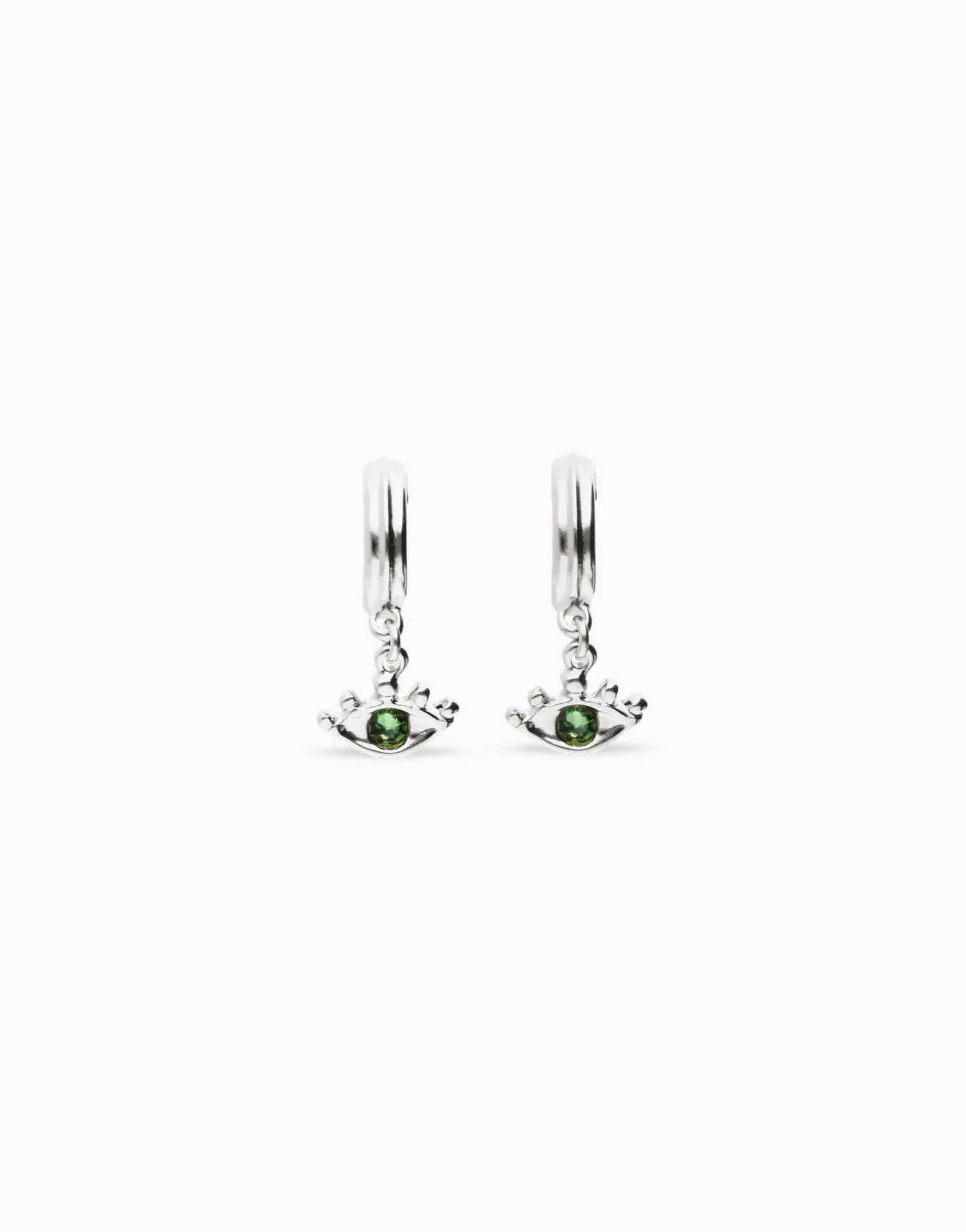 Eye-shaped drop earrings with verde crystal