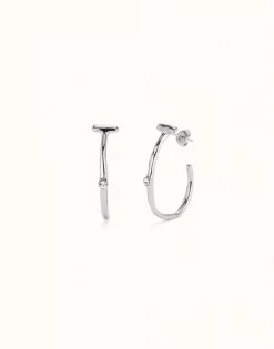 Hoop earrings with white topaz