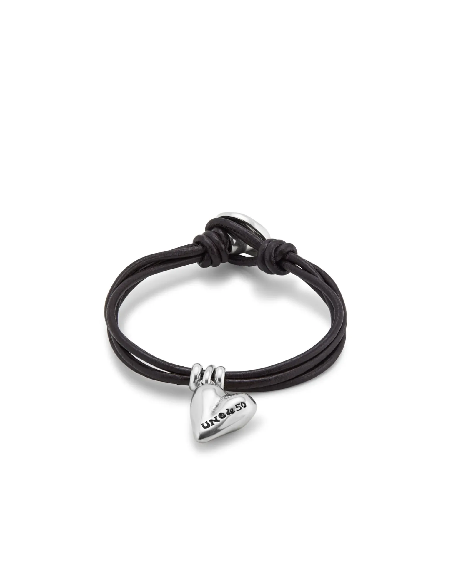 Leather bracelet with a heart charm