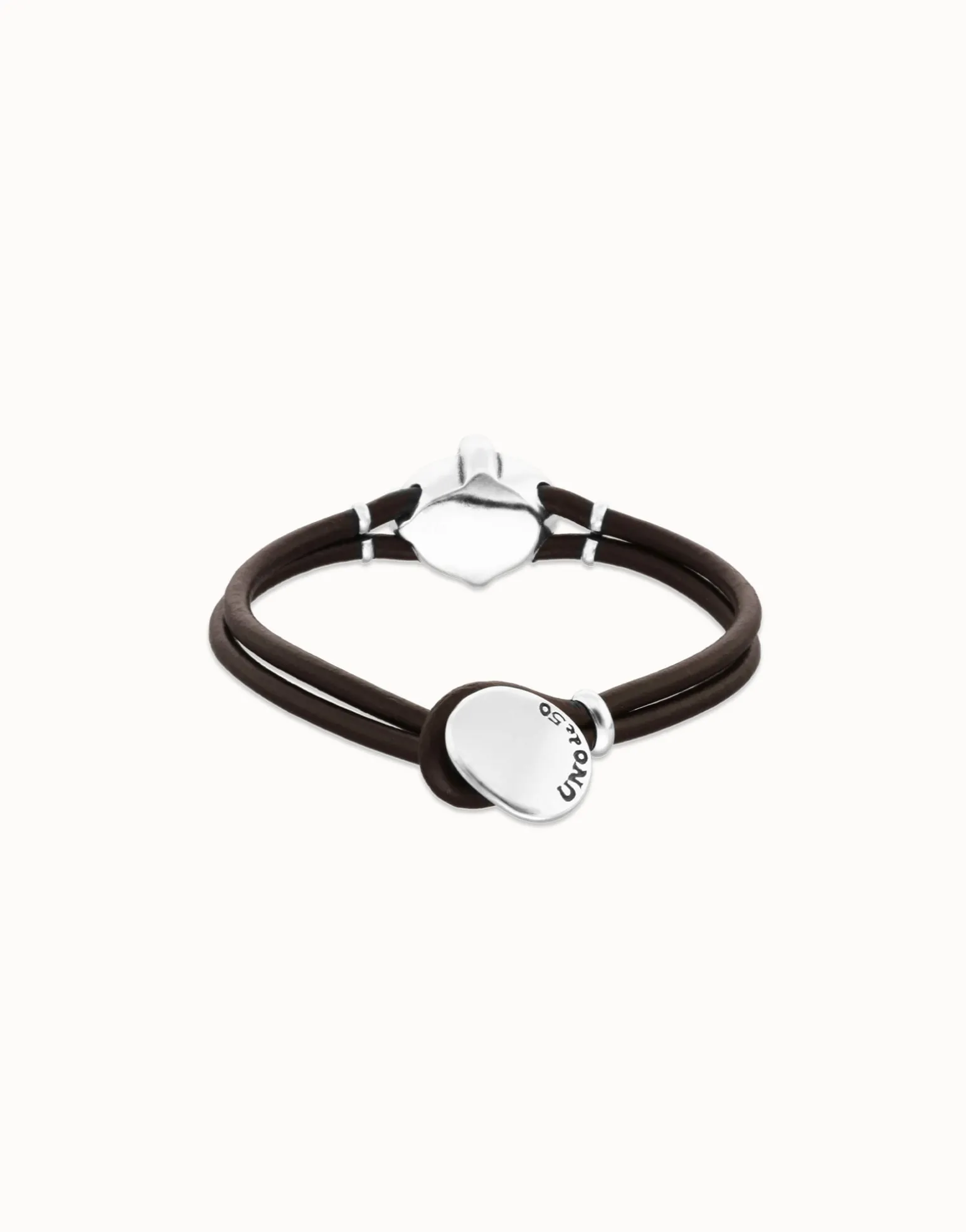 Leather bracelet with blue oval faceted crystal
