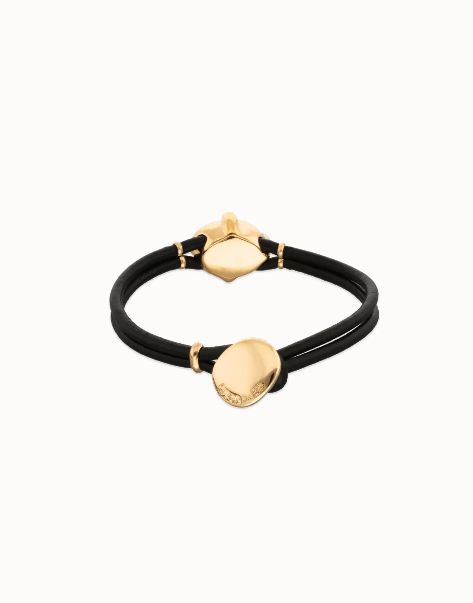 Leather bracelet with faceted black oval crystal