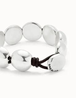 Leather bracelet with small round beads