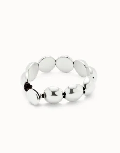 Leather bracelet with small round beads
