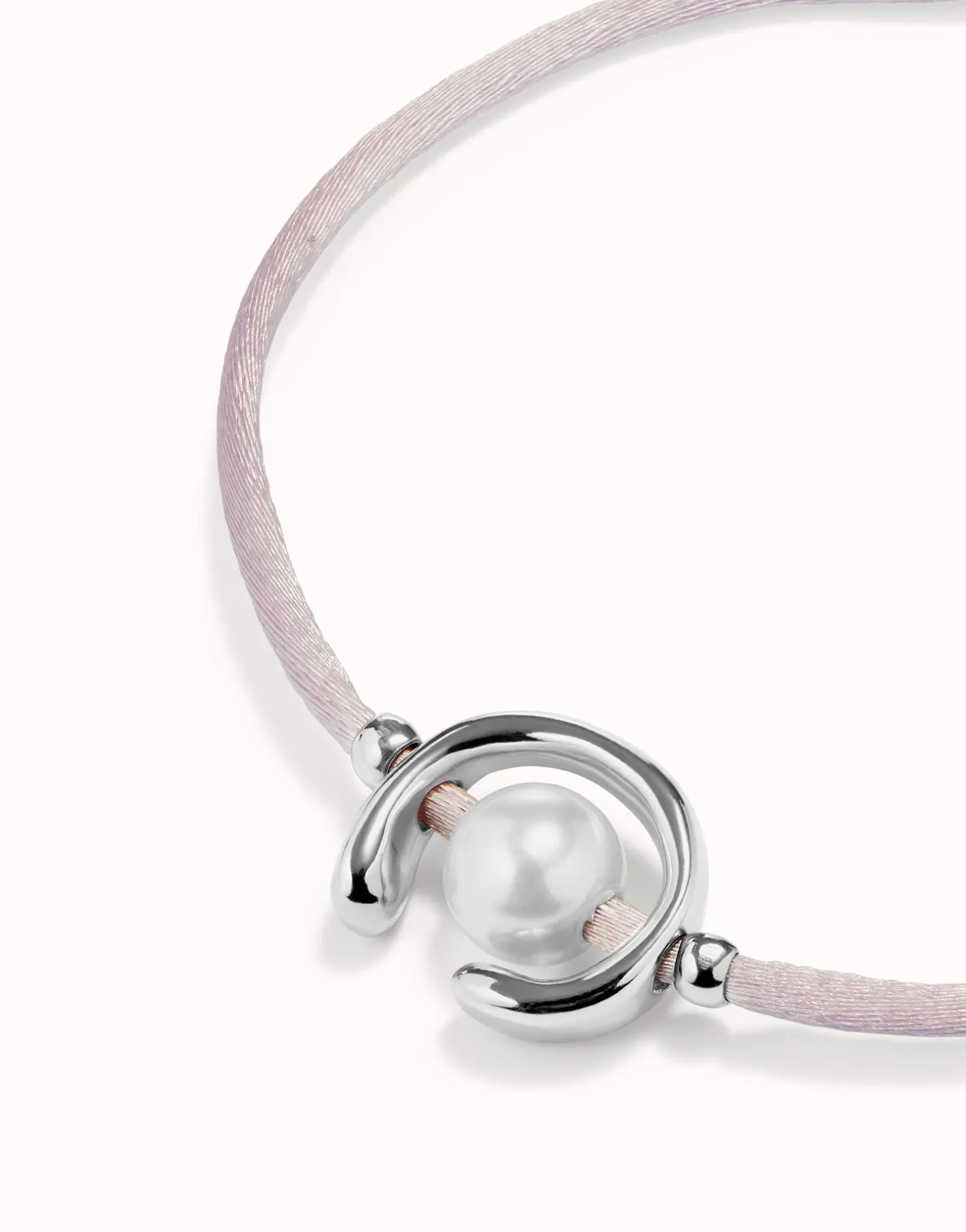 Lilac cord bracelet with a pearl