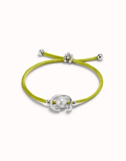 Lime cord bracelet with a pearl