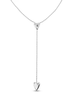 Long adjustable chain necklace with two hearts