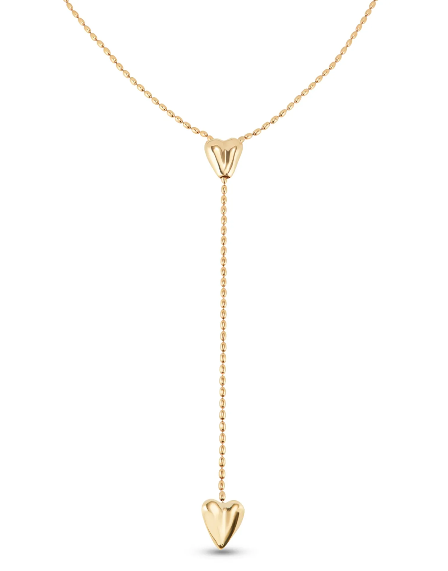 Long adjustable chain necklace with two hearts