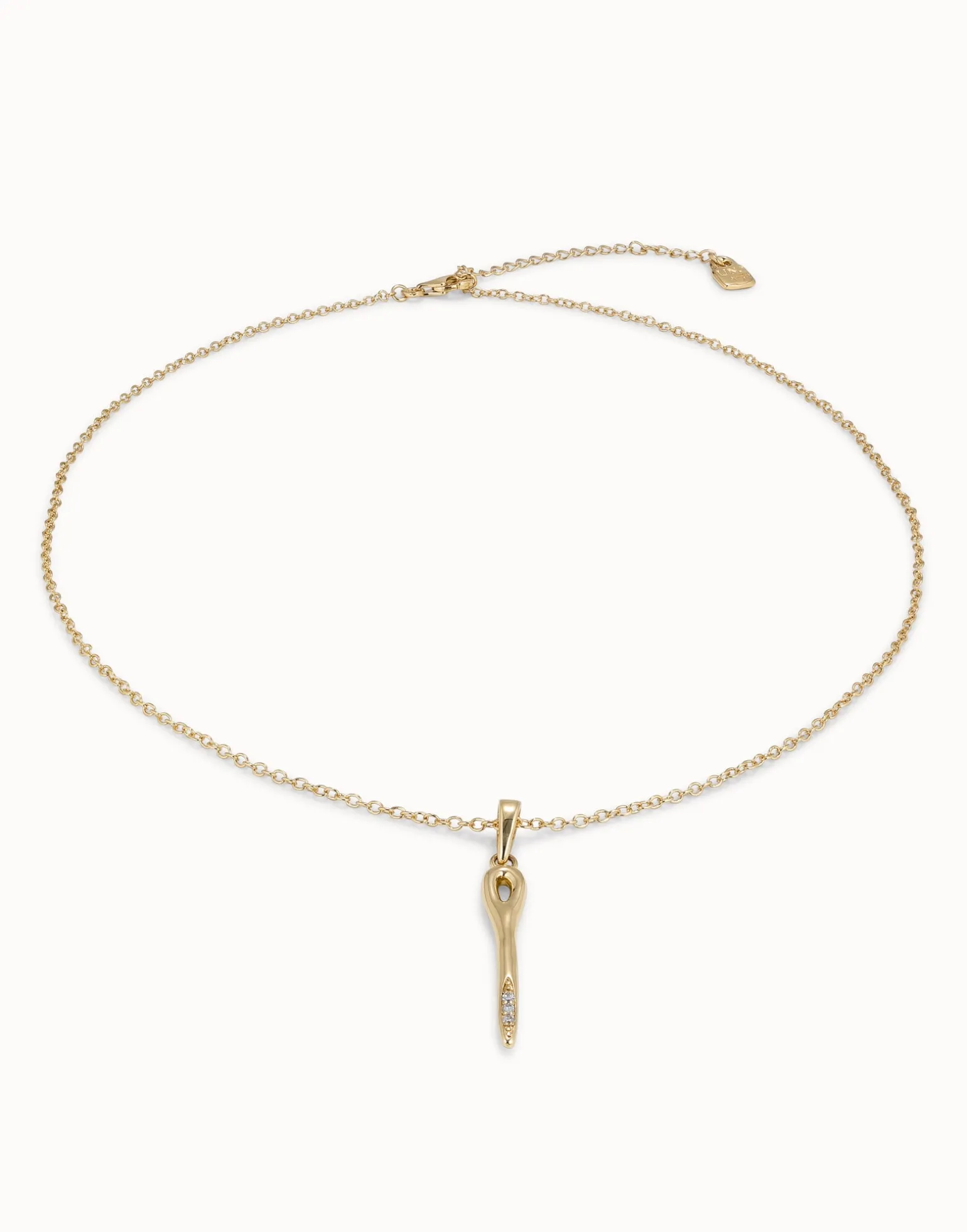 Long chain pendant necklace with needle