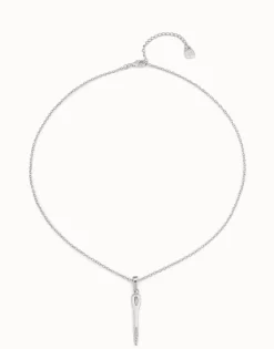 Long chain pendant necklace with needle