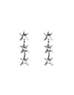 Long earrings with 3 starfishes
