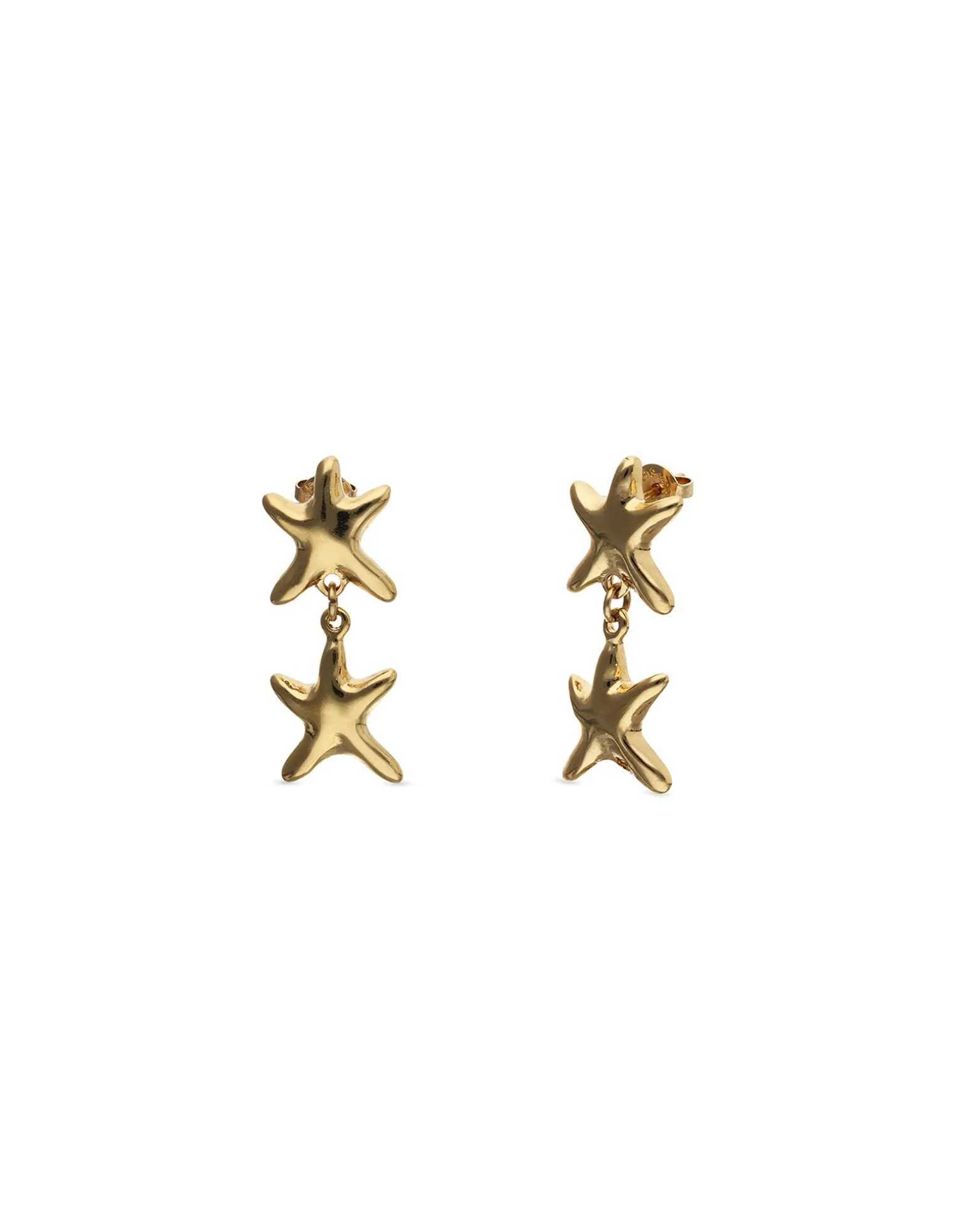 Long earrings with 2 starfishes