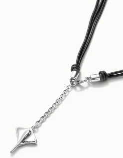 Long leather necklace pendant with manta ray