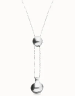 Long necklace with an adjustable chain and two weights