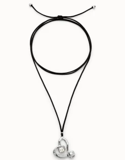 Long pendant and central heart with transparent crystal