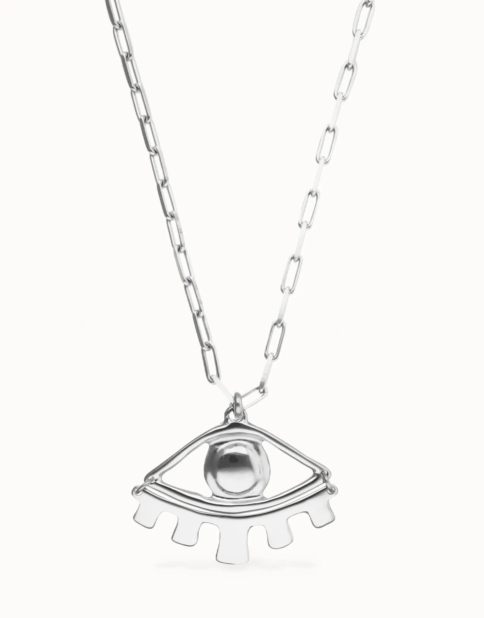 Long pendant chain necklace with central eye