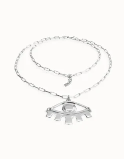 Long pendant chain necklace with central eye