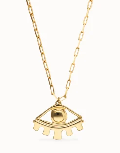 Long pendant chain necklace with central eye