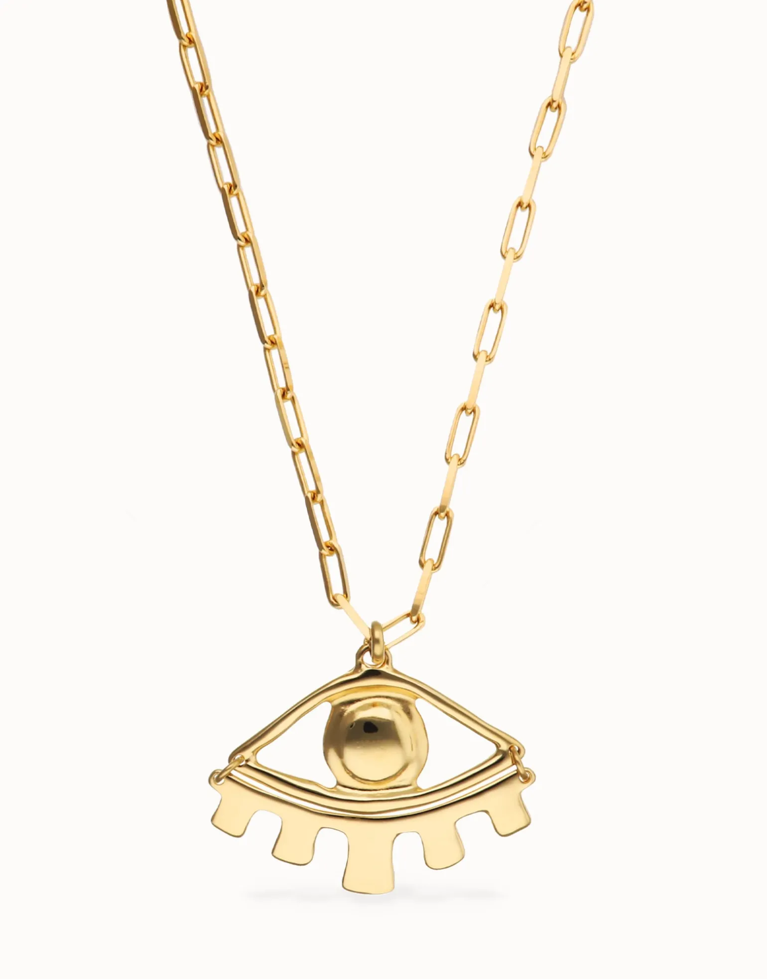 Long pendant chain necklace with central eye
