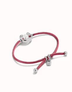 Mauve cord bracelet with a pearl