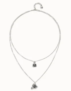 Multi-layer pendant link chain necklace with heart charm