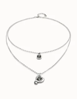 Multi-layer pendant link chain necklace with heart charm