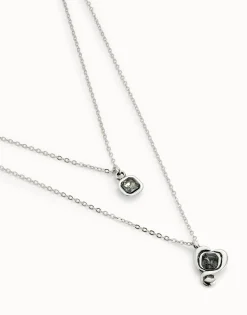Multi-layer pendant link chain necklace with heart charm