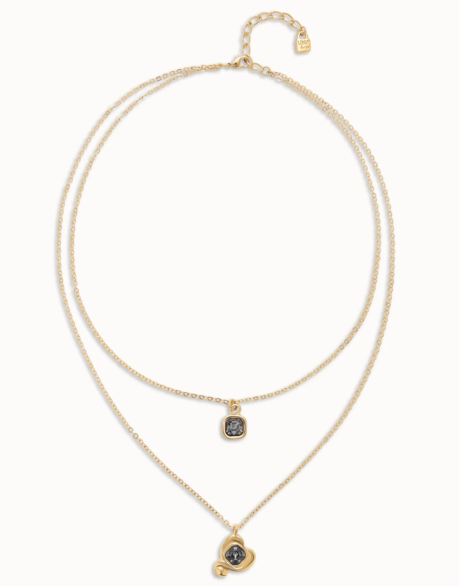 Multi-layer pendant link chain necklace with heart charm