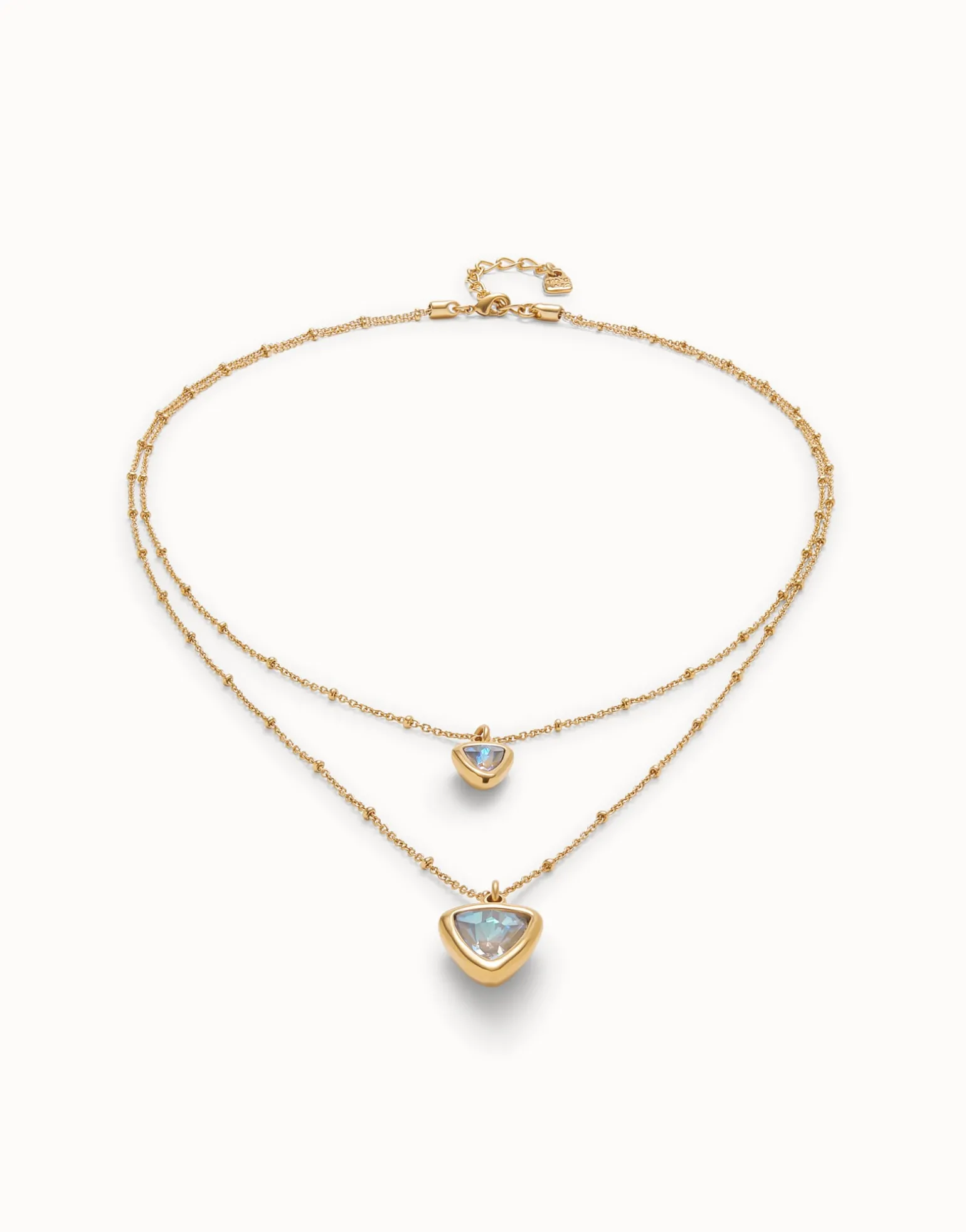 Multi-layer pendant link chain necklace with crystal