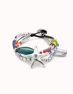 Multi strand beaded bracelet with a star