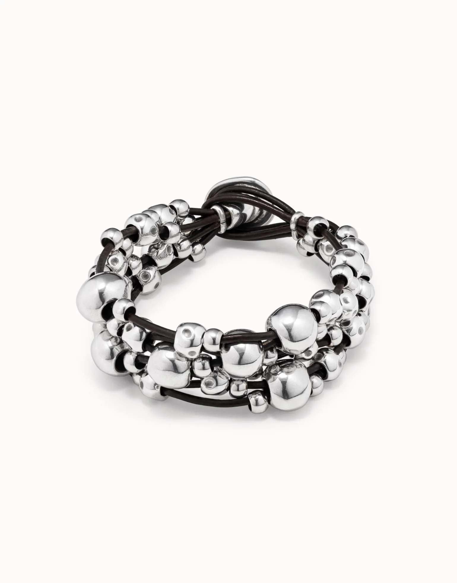 Multi strand beaded leather bracelet