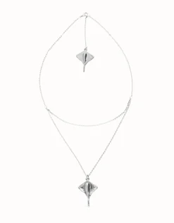 Multi strand chain necklace with manta ray
