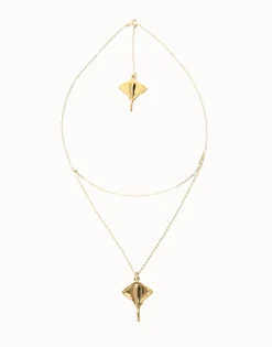 Multi strand chain necklace with manta ray
