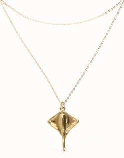 Multi strand chain necklace with manta ray
