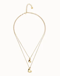 Multi strand chain necklace with two hearts