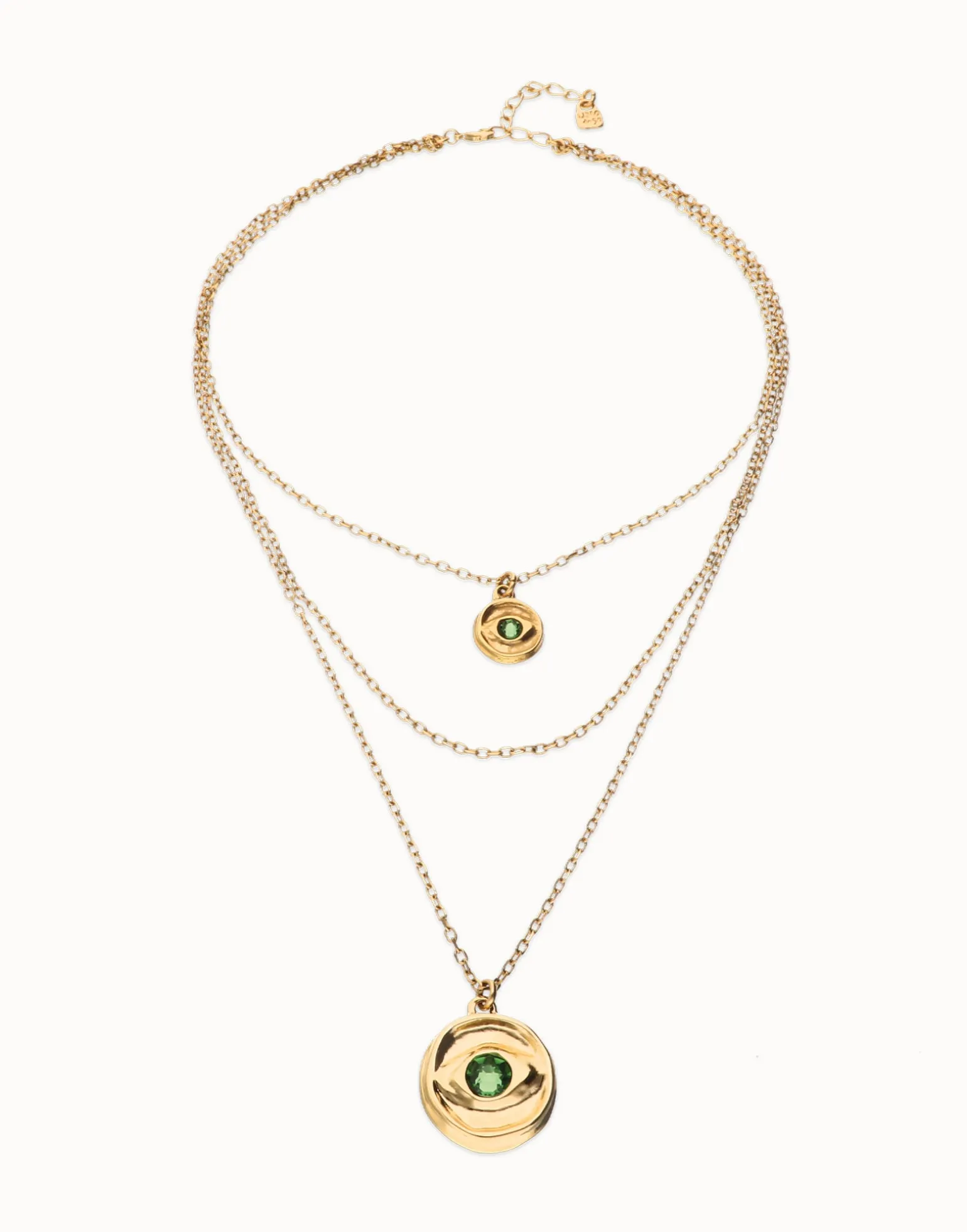 Multi strand chain necklace with an eye