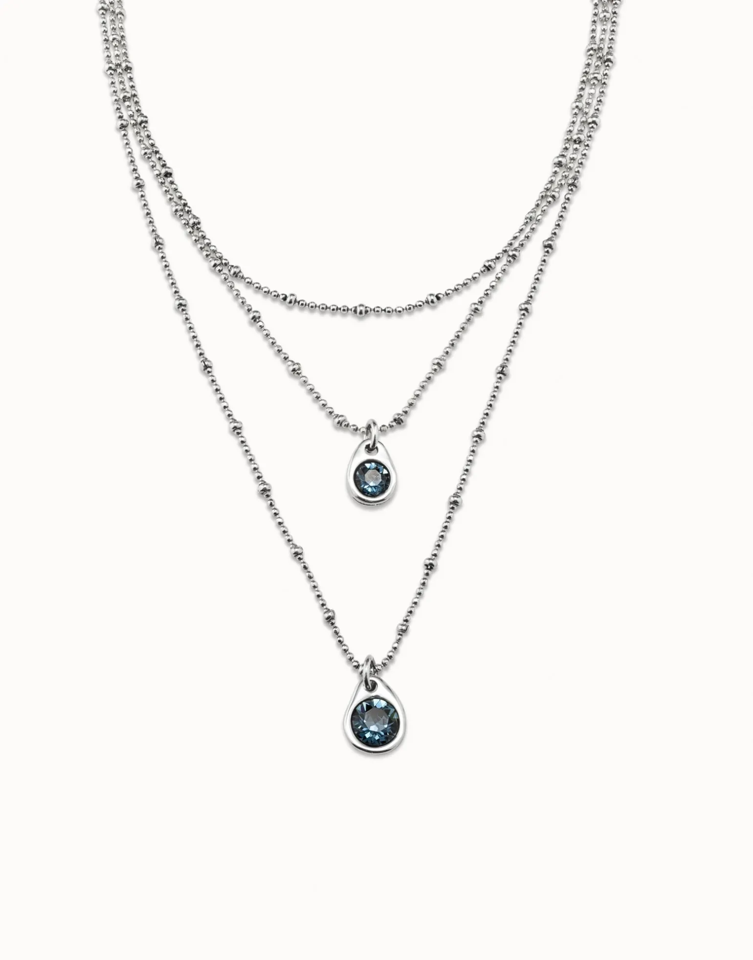 Multi strand chain pendant necklace with crystal