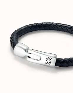 Multi strand leather bracelet with 2 circles