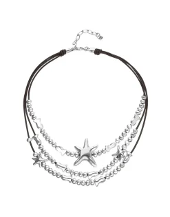Multi-strand leather necklace with starfish