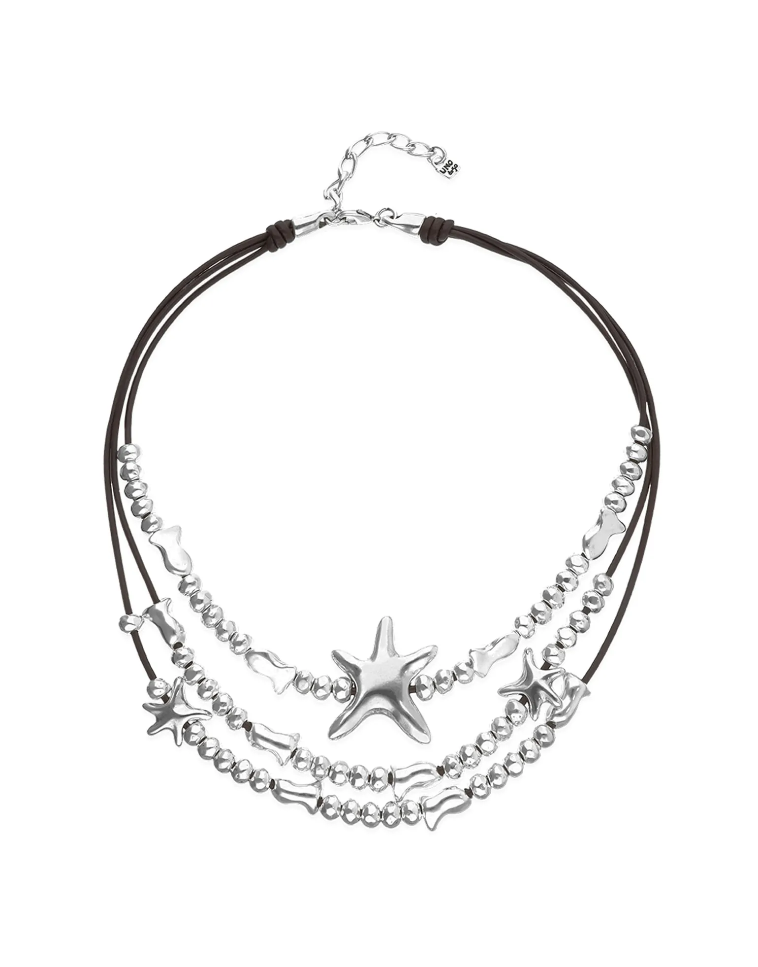 Multi-strand leather necklace with starfish